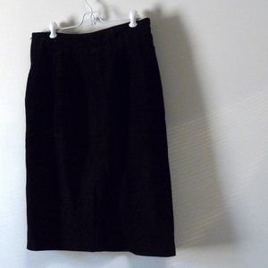 Lord Taylor black suede leather midi skirt  size12 straight